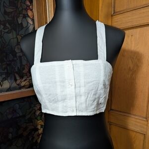 American Eagle Outfitters White Buttoned Crop Top